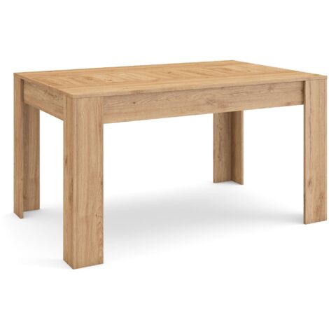 Skraut Home – Table de salle à manger 140x90 cm – Chêne avec veinage poreux – Pour 6 personnes – Meuble moderne robuste