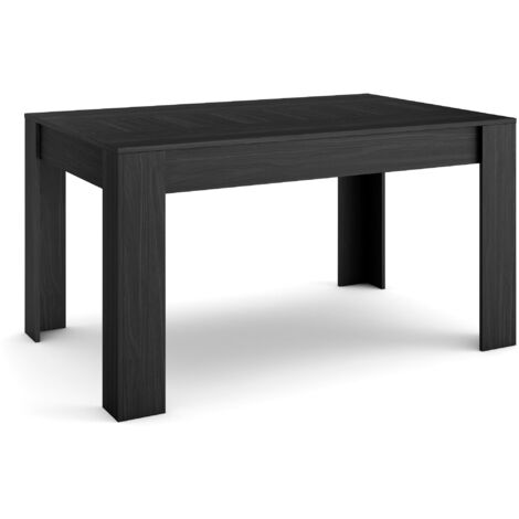 Skraut Home – Table de salle à manger 140x90cm – Pour 6 personnes – Noir avec veinage poreux – Style moderne – Structure robuste (1/5)