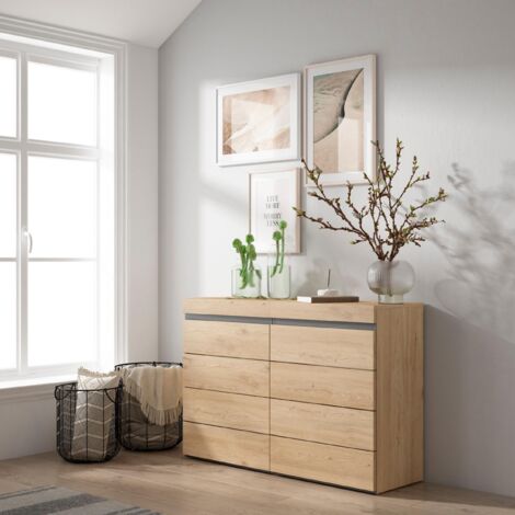 Grande Commode Blanche Baroque 9 Tiroirs En Bois Massif, Meuble Vintage Chambre