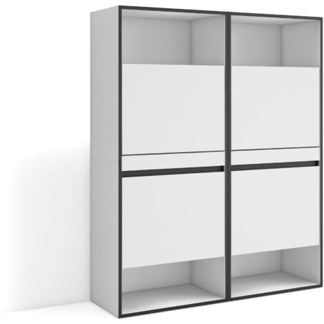 Skraut Home - Meuble à Chaussures, Meuble Rangement Chaussures, 120x145x35 cm, Chambre à coucher, pièce, Armoire chaussures, Style moderne, Blanc (1/5)