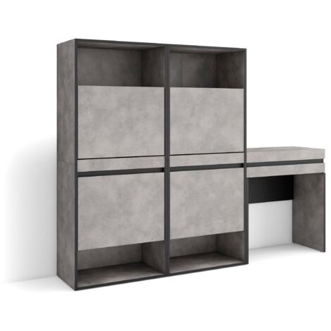 Skraut Home - Meuble à Chaussures, Meuble Rangement Chaussures, 190x145x35 cm, Chambre à coucher, pièce, Coiffeuse, Style moderne, Gris Ciment (1/5)