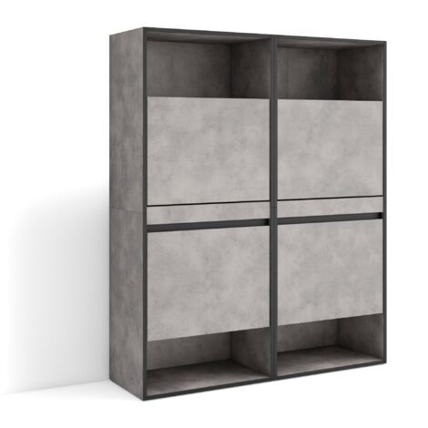 Skraut Home - Meuble à Chaussures, Meuble Rangement Chaussures, 120x145x35 cm, Chambre à coucher, pièce, Armoire chaussures, Style moderne, Gris Ciment (1/5)