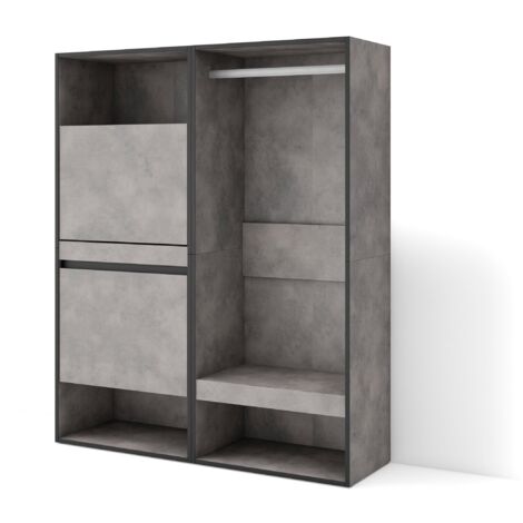 Skraut Home - Meuble à Chaussures, Meuble Rangement Chaussures, 120x145x35 cm, Chambre à coucher, pièce, Vestiaire ouvert, Style moderne, Gris Ciment (1/5)