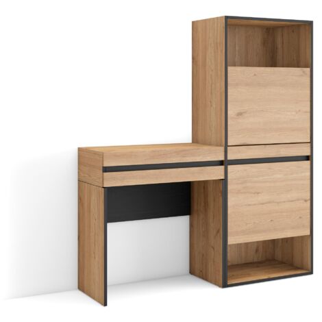Skraut Home - Meuble à Chaussures, Meuble Rangement Chaussures, 130x145x35 cm, Chambre à coucher, pièce, Coiffeuse, Style moderne, Chêne (1/5)