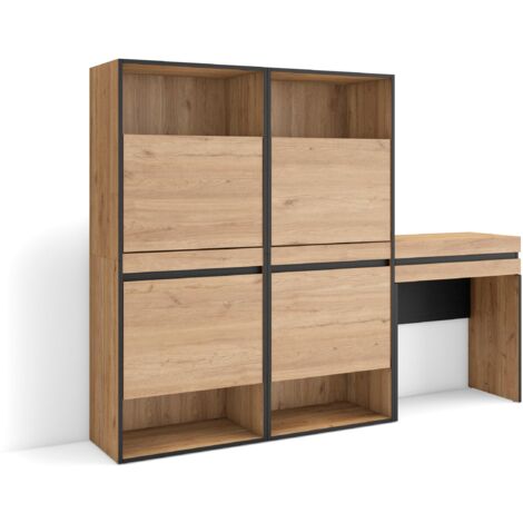 Skraut Home - Meuble à Chaussures, Meuble Rangement Chaussures, 190x145x35 cm, Chambre à coucher, pièce, Coiffeuse, Style moderne, Chêne (1/5)