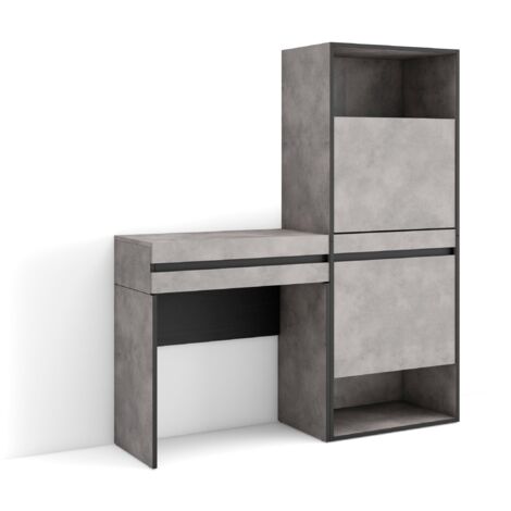 Skraut Home - Table Console d'Entrée, Grand espace de rangement, 130x145x35 cm, Avec tiroir, Meuble à Chaussures, Style moderne, Gris Ciment (1/5)