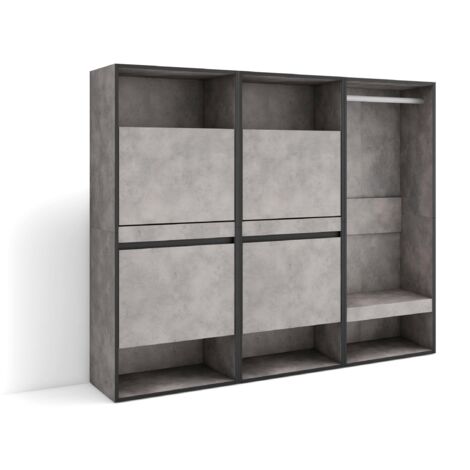 Skraut Home - Meuble à Chaussures, Meuble Rangement Chaussures, 180x145x35 cm, Chambre à coucher, pièce, Vestiaire ouvert, Style moderne, Gris Ciment (1/5)