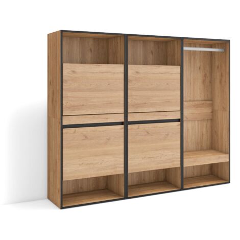 Skraut Home - Meuble à Chaussures, Meuble Rangement Chaussures, 180x145x35 cm, Chambre à coucher, pièce, Vestiaire ouvert, Style moderne, Chêne (1/5)