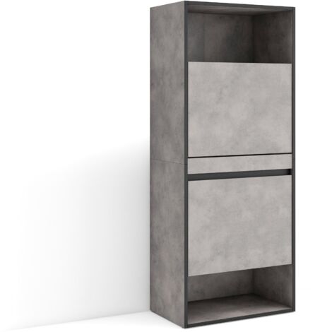 Skraut Home - Meuble à Chaussures, Meuble Rangement Chaussures, 60x145x35 cm, Chambre à coucher, pièce, Armoire chaussures, Style moderne, Gris Ciment (1/5)