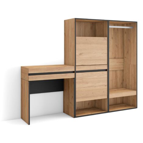 Skraut Home – Table console d'entrée avec tiroir – Grand espace de rangement 190x35x145cm – Meuble à chaussures moderne en chêne (1/5)