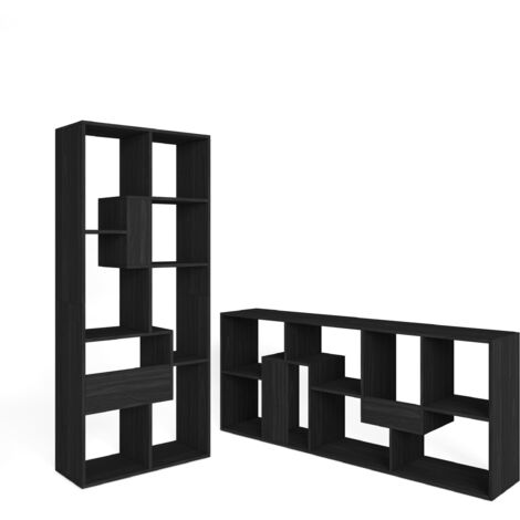 Skraut Home - Étagère Bibliothèque, Étagère de Rangement, 67x31x162cm, Salon, Bureau, Style moderne, Noir (1/5)