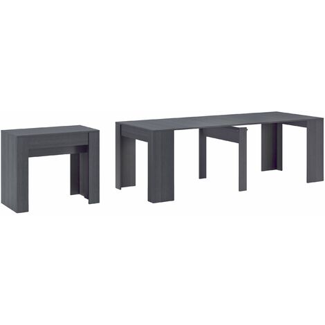 Skraut Home - Table console extensible +rallonges jusqu'à 237 cm - 78 x 90 x 50 cm - Gris