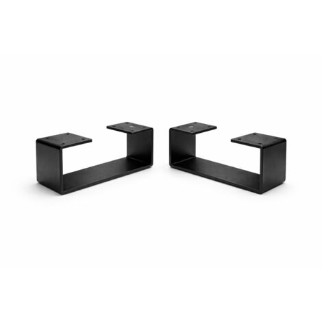 Skraut Home - Lot de 2 Pieds métalliques en U, 31x8x12 cm, Support Résistant Multi-Usage, Base Structurelle, Pour Meubles, Style Industriel, Noir