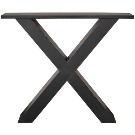 Skraut Home - Support, Tréteau, Pieds, En forme de X, Métal, Pour Plateaux de Table, 84x8x71 cm, Salon, Salle à manger, Bureau, Couleur Noire (1/4)