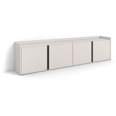 Skraut Home - Meuble TV, Banc Télé, Grand espace de Rangement, 207x35x50cm, Pour les TV jusqu'à 80", Meubles de salon, Style moderne, Beige (1/5)