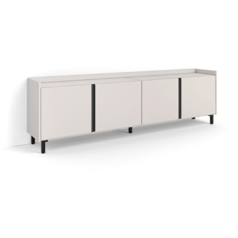 Skraut Home - Meuble TV, Banc Télé, Grand espace de Rangement, 207x35x61cm, Pour les TV jusqu'à 80", Design industriel, Style moderne, Beige (1/5)