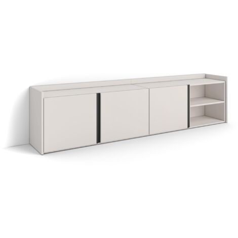 Skraut Home - Meuble TV, Banc Télé, Grand espace de Rangement, 207x35x50cm, Pour les TV jusqu'à 80", Meubles de salon, Style moderne, Beige (1/5)