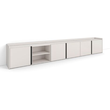 Skraut Home - Meuble TV, Banc Télé, Grand espace de Rangement, 309x35x50cm, Pour les TV jusqu'à 80", Meubles de salon, Style moderne, Beige (1/5)