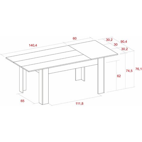 Skraut Home - Table extensible KAI jusqu'à 200 cm - 76 x 140 x 90 cm - Bois de chêne