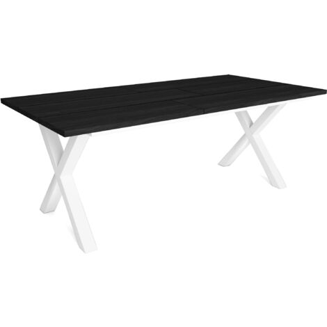 Skraut Home - Table à manger, 10 personnes, 200, Robuste et stable grâce à sa structure et aux pieds solides, Idéal pour les rassemblements de famille, Noir, Style industriel (1/5)