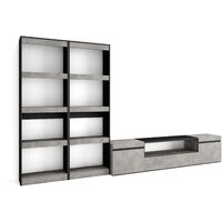 Skraut Home - Ensemble Meuble TV, Meuble Salon Complet, 320x186x35cm, Pour les TV jusqu'à 80", Salon Complet, Style moderne, Gris Ciment