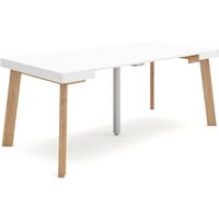 Skraut Home – Table console extensible 182x90cm – Pour 8 personnes – Mécanisme télescopique en aluminium – Finition blanc mat
