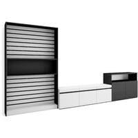 Skraut Home - Ensemble Meuble TV, Meuble Salon Complet, 360x186x35cm, Pour les TV jusqu'à 65", Salon Complet, Style moderne, Blanc et noir