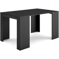 Skraut Home – Table console extensible 140x90x77cm – Console meuble noir – Pour 6 personnes – Mécanisme télescopique en aluminium – Rallonges en bois