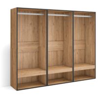 Skraut Home – Armoire ouverte 180x35x145cm – Rangement pratique pour vêtements et accessoires – Style moderne en chêne – Module avec étagères et barre suspendue