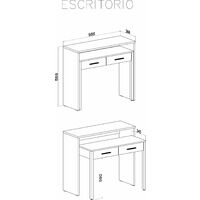 Bureau extensible, table pour ordinateur, 2 tiroirs, blanc. - BLANC