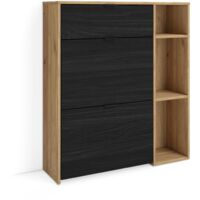 Skraut Home - Meuble à Chaussures, Meuble Rangement Chaussure, 90x27x102cm, 10 paires de chaussures, Pour Entrée, Style moderne, Chêne et noir