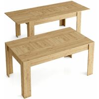 Skraut Home - Table extensible KAI jusqu'à 200 cm - 76 x 140 x 90 cm - Bois de chêne