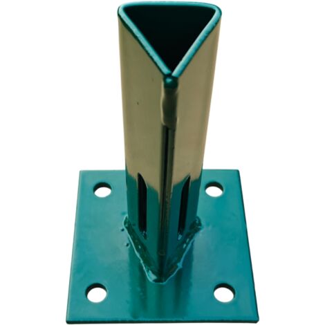 Base Verde per Palo a T 30 mm a Tassellare su Muretto e Cemento con Piastra - Kit 4 basi