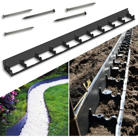 Bordo per aiuole giardino h 8 cm, decorazioni con ghiaia, bordura prato sintetico - Kit 12 metri con chiodi di fissaggio