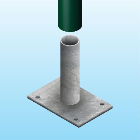 Base per Tassellare Recinzioni con Palo Tondo 48 mm - kit 4 Pz