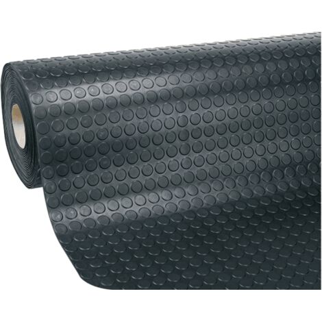 Pavimento antiscivolo bollo nero in PVC - Rivestimento superfici garage, officine, laboratori, camper - h cm 100 x 1 metro