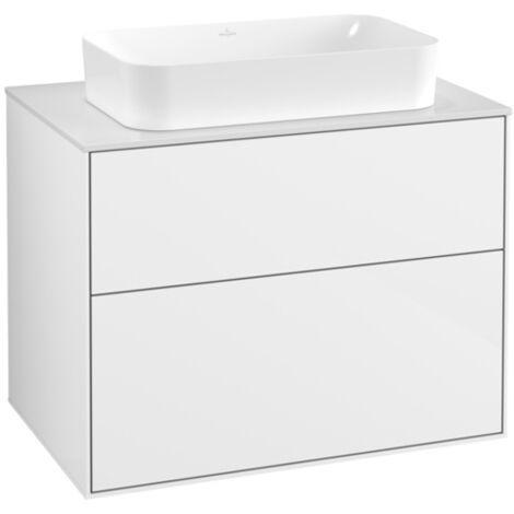 Finion, Mobili lavabo, 800 x 603 x 501 mm, Angolare, senza foro rubinetto, modello sospeso, In legno, Laccato Bianco Lucido (1/5)