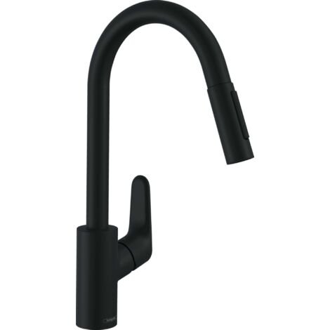 Focus M41, miscelatore cucina monocomando 240 nero opaco, con doccetta estraibile a 2 getti (31815670) (1/7)