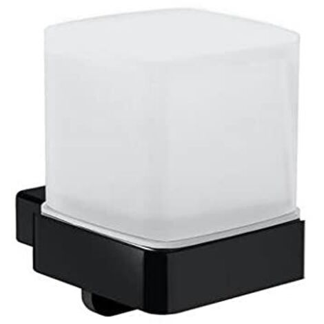 Dispenser per sapone liquido in vetro satinato. Operazione con una sola mano. Nero. (1/4)