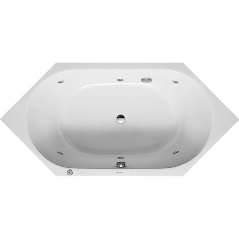 Duravit D-Code baignoire balnéo, 1900x900mm, 2 pentes de dos, Jet