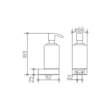 Keuco 14957019000 PLAN spandisapone a schiuma con bicchiere in cristallo  satinato, completo di supporto ed erogatore, finitura cromo