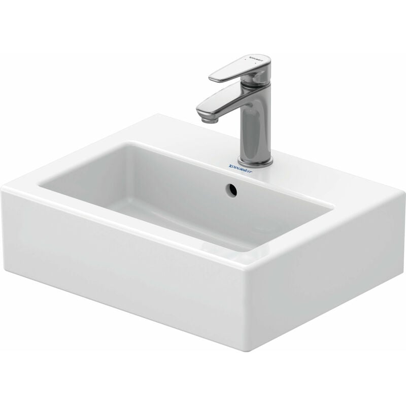 Lavabo DuraSquare 45x35cm, pulido, 1 agujero para grifo, sin