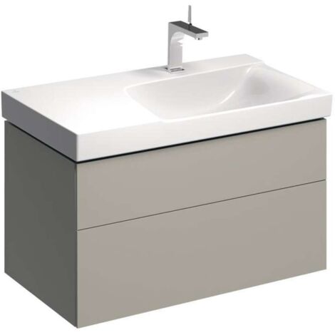 Mueble bajo para lavabo Geberit Xeno² con balda, con dos cajones: Ancho 88cm, Alto 53cm, Fondo 46,2cm, Lacado Greige / Matt, Ancho lavabo : 90cm (1/2)