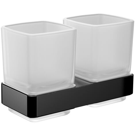 emco loft portavasos doble, cristal satinado, modelo de pared,