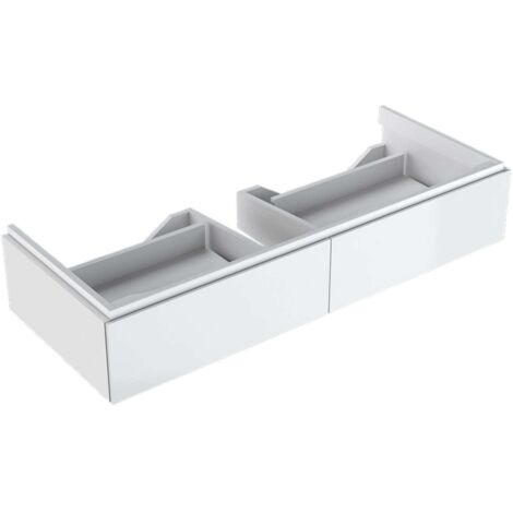 Mueble bajo lavabo Geberit Xeno², con dos cajones: Ancho 117,4cm, Alto 22cm, Fondo 46,2cm, Blanco / Lacado alto brillo (1/3)