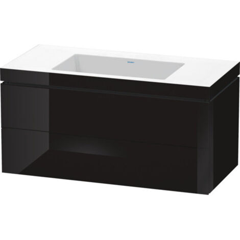 Mueble de baño L-CUBE WT Vero Air 500x1000x480mm sin orificio para grifería negro brillante (1/5)