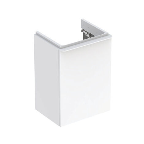 Mueble bajo Geberit Smyle Square para lavabo, con una puerta: Ancho 44,2cm, Alto 61,7cm, Fondo 35,6cm, blanco / lacado de alto brillo, blanco alpino / lacado en polvo mate, Ancho del lavabo : 45cm, Bi (1/4)