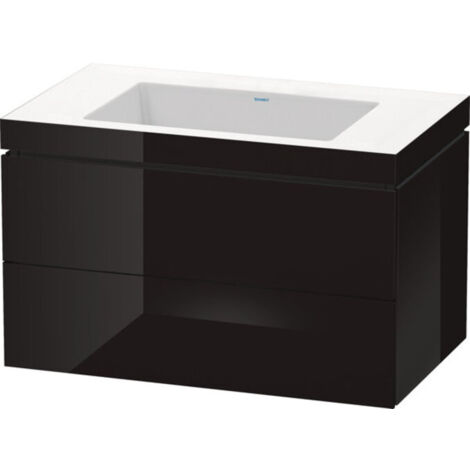 Mueble de baño L-CUBE WT Vero Air 500x800x480mm sin orificio para grifería negro brillante (1/5)