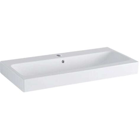 Lavabo Geberit iCon, 90x48,5cm, orificio para grifo central, blanco