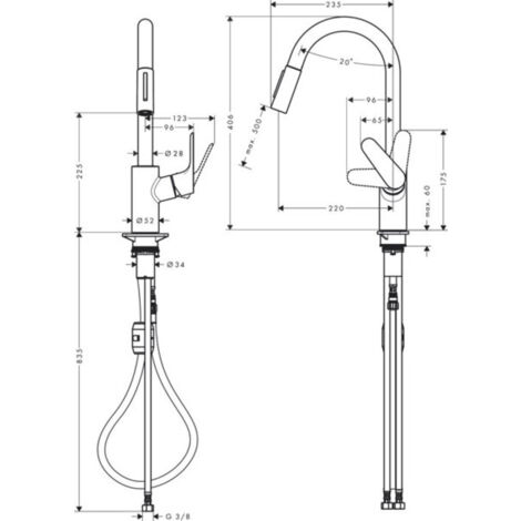 hansgrohe Focus M41 monomando de cocina 240, ducha extraíble, 2